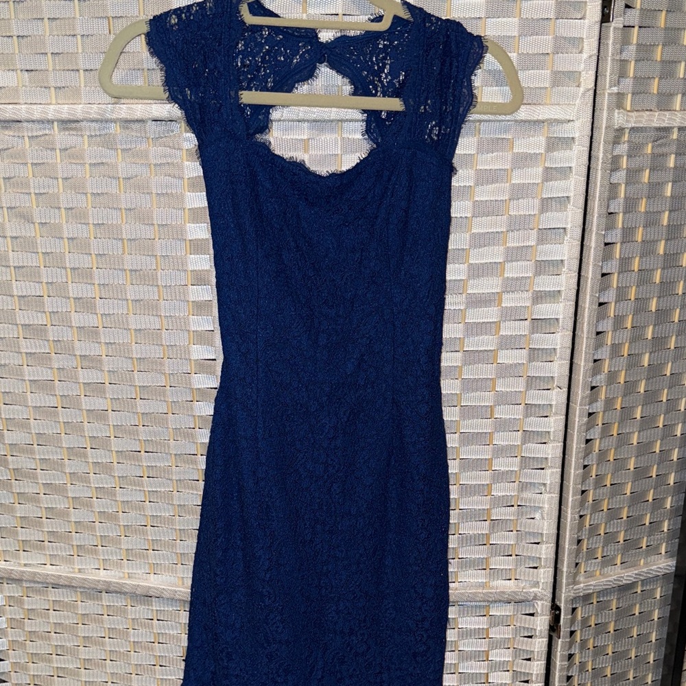 Adrianna Papell Royal Blue Lace Backless Dress